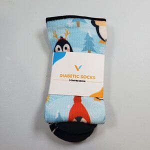 Viasox Easy Stretch Penguin Parade Compression Socks Women Size Large NWT